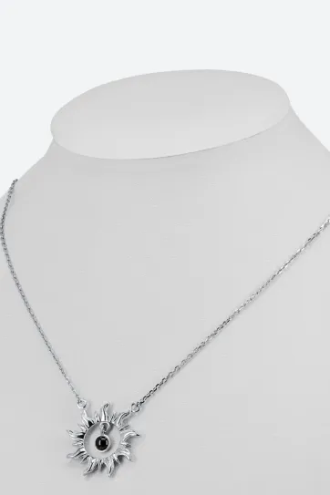 Подвеска на шею, серебро 925 пробы, с черным агатом