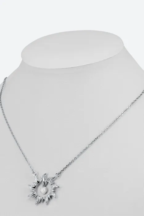 Подвеска на шею с лунным камнем, серебро 925 пробы, коллекция SUN