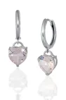 Серьги с розовым кварцем, серебро 925 пробы, коллекция Love